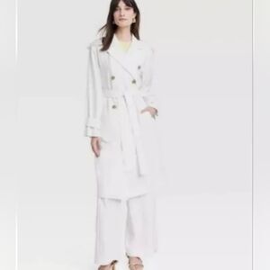🆕🧥Women's Linen Trench Coat - A New Day, White, Sz S